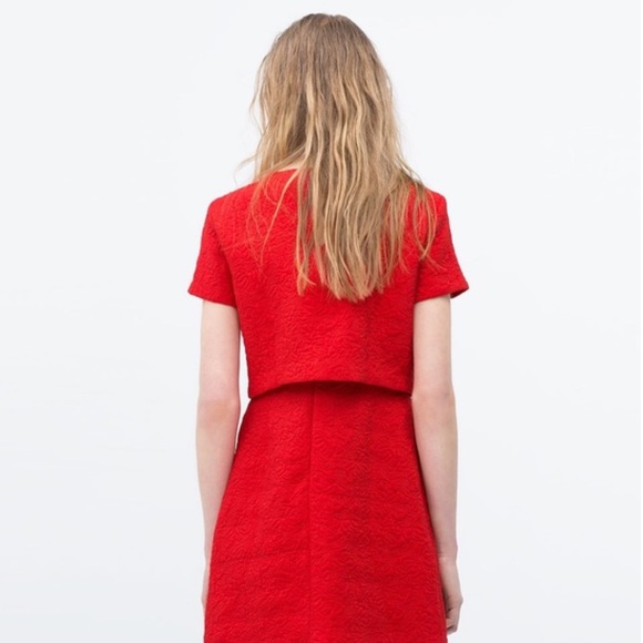 Zara red jacquard mod a-line shift dress - size Small (S) - Picture 4 of 10